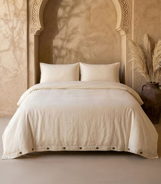 Organic Cotton Sateen Plain Quilt Cover Set