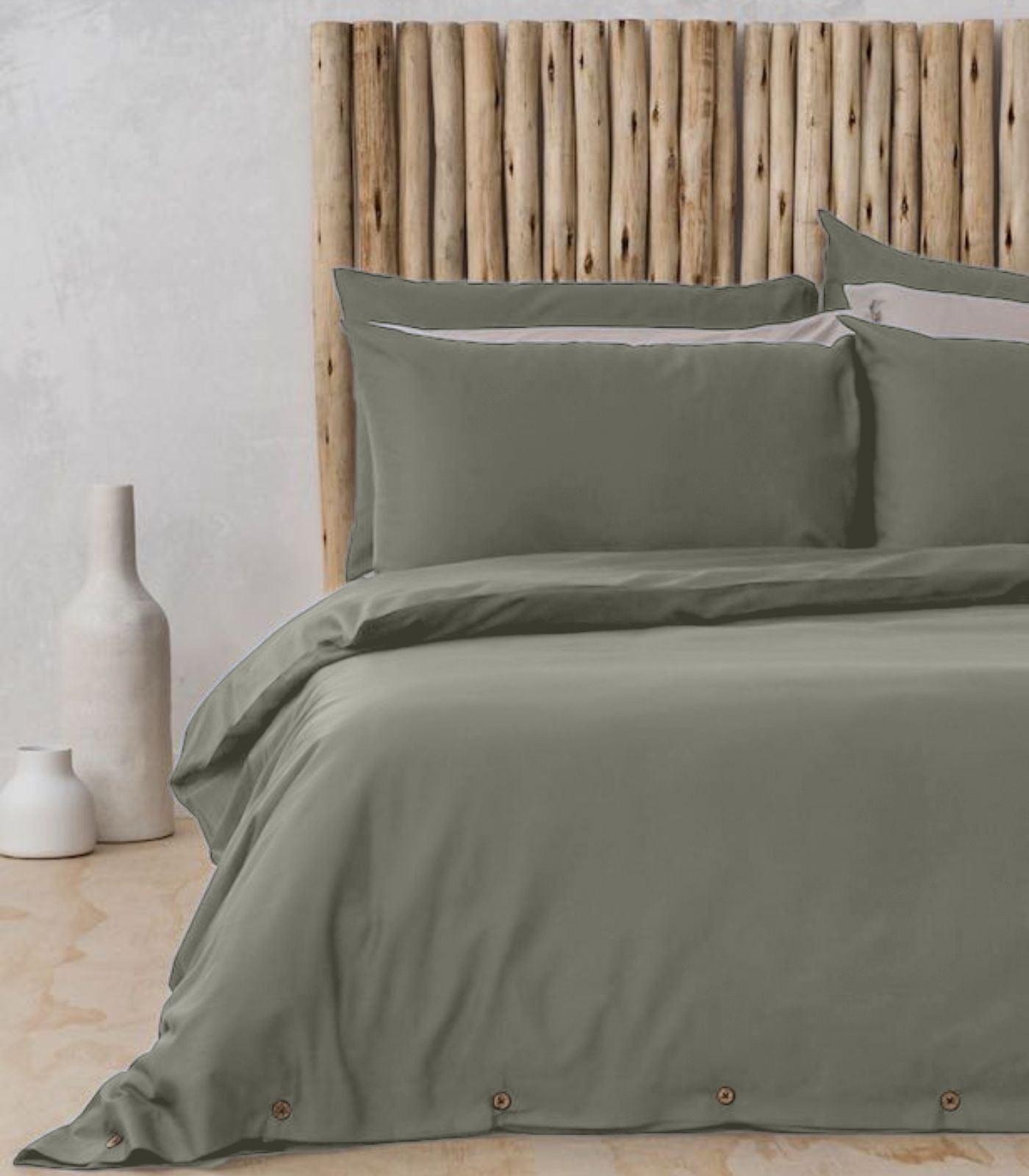 Bhumi Organic Cotton - Sateen Plain Quilt Cover - Eucalyptus