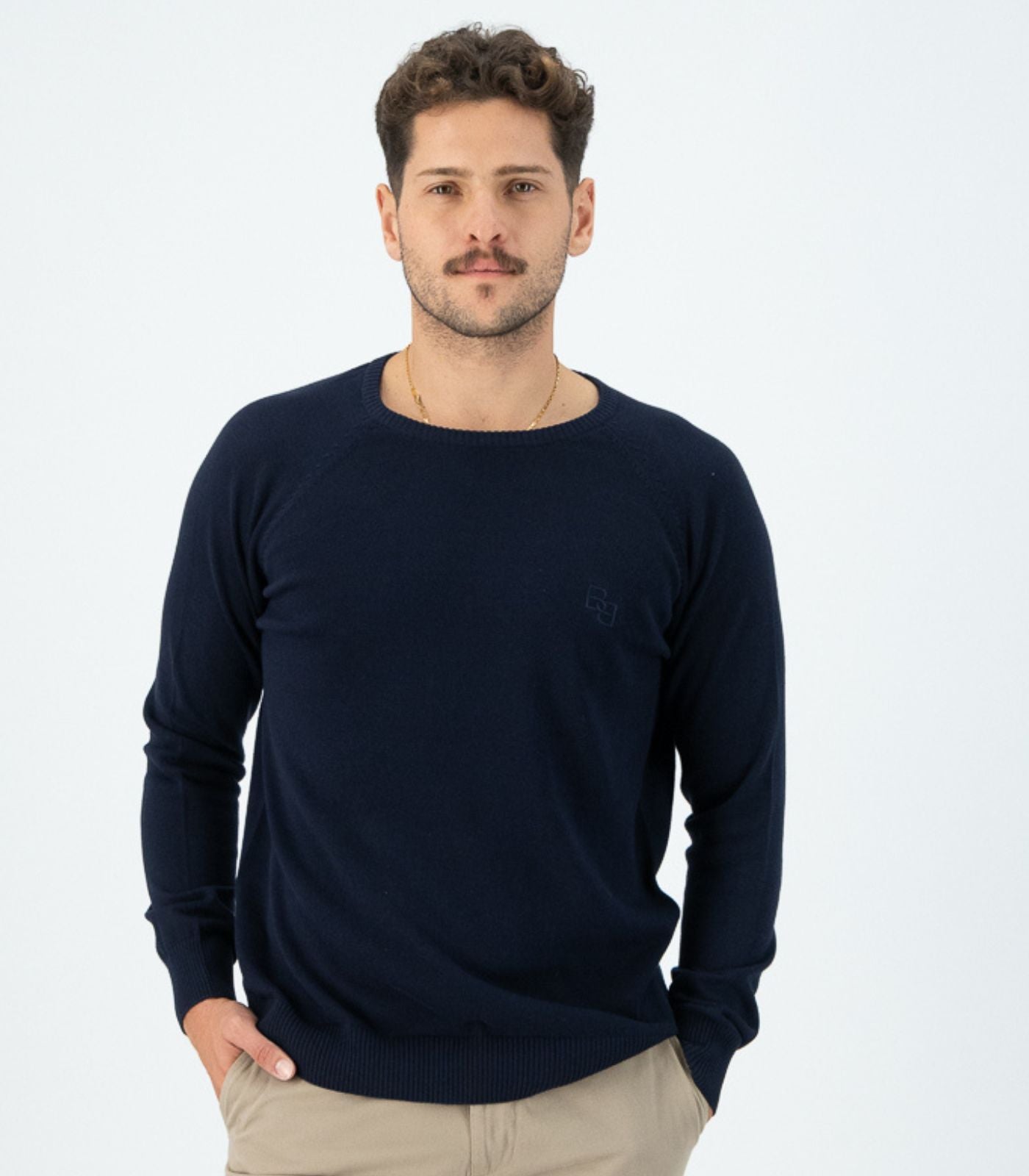 Bhumi Organic Cotton - Fine Knit Round Neck Sweater - Navy