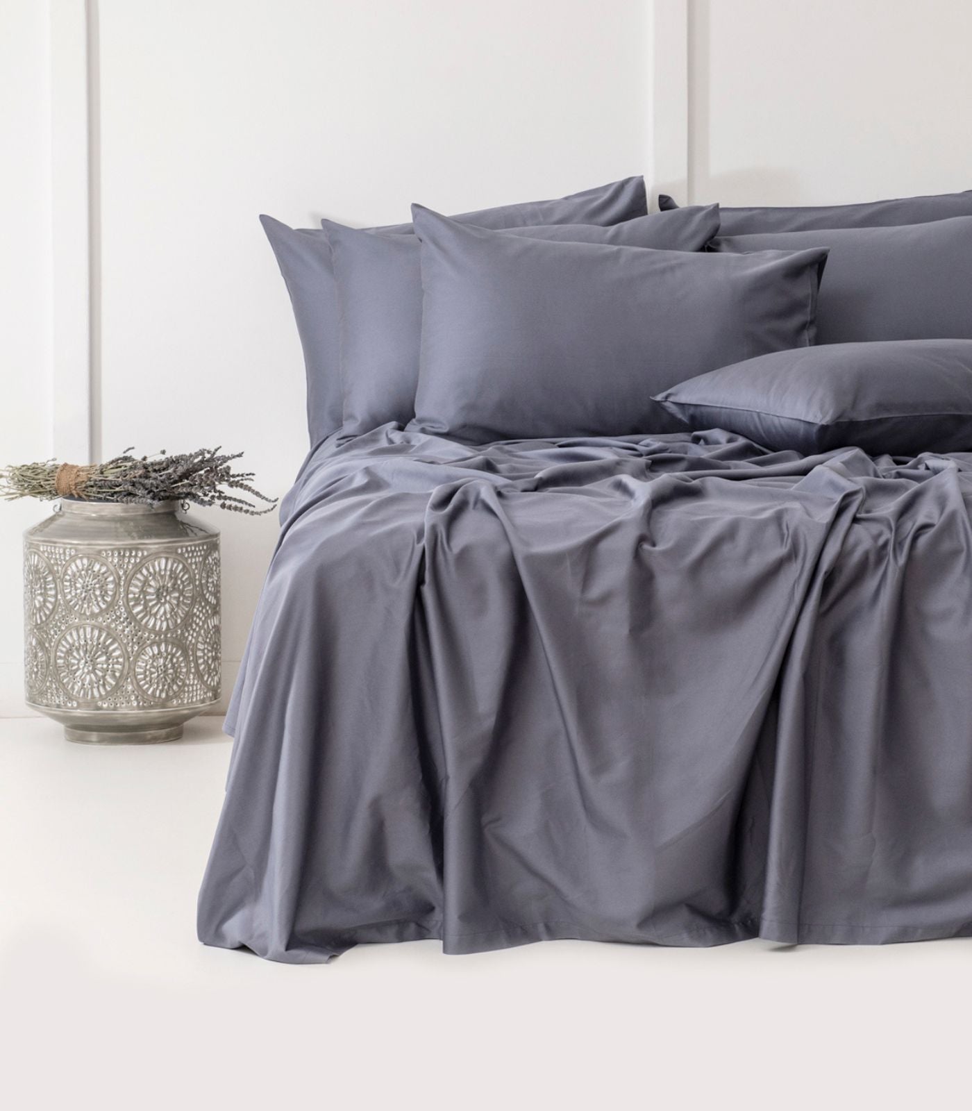 Bhumi Organic Cotton - Sateen Sheet Set - Metallic Blue