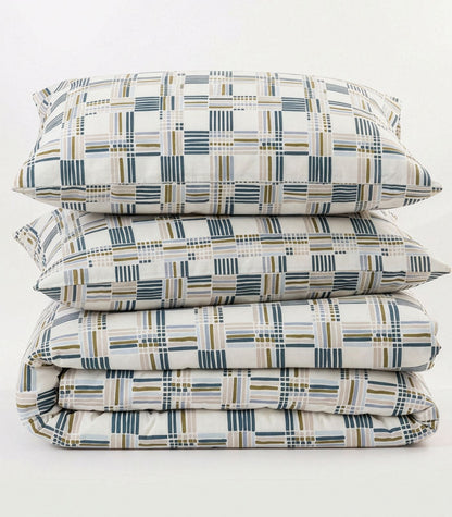 Percale Quilt Cover Set - Limited Edition - Plaid Cream