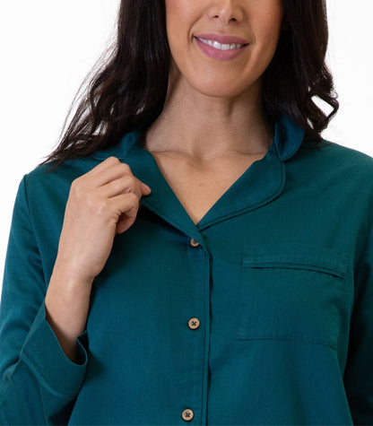 Bhumi Organic Cotton - Sateen Long PJ Set - Peacock Green