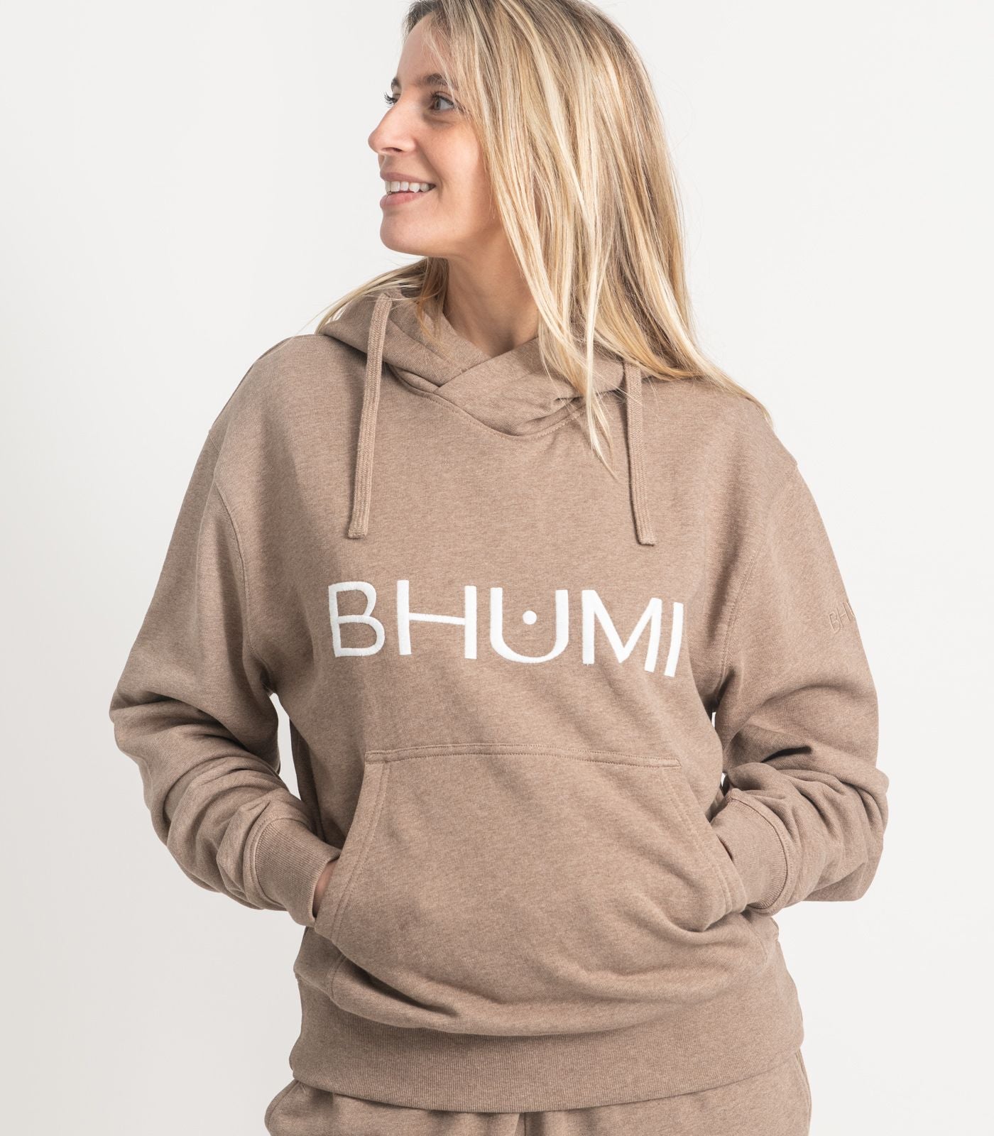 Bhumi Organic Cotton - Hoodie - Logo - Taupe Melange