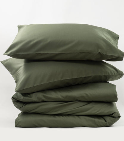 Bhumi Organic Cotton - Sateen Plain Quilt Cover - Bronze Green