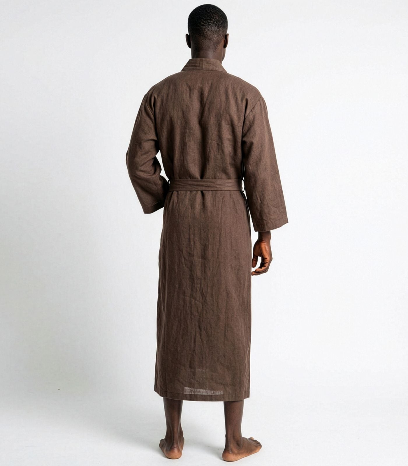 Organic Linen Robe - Chocolate