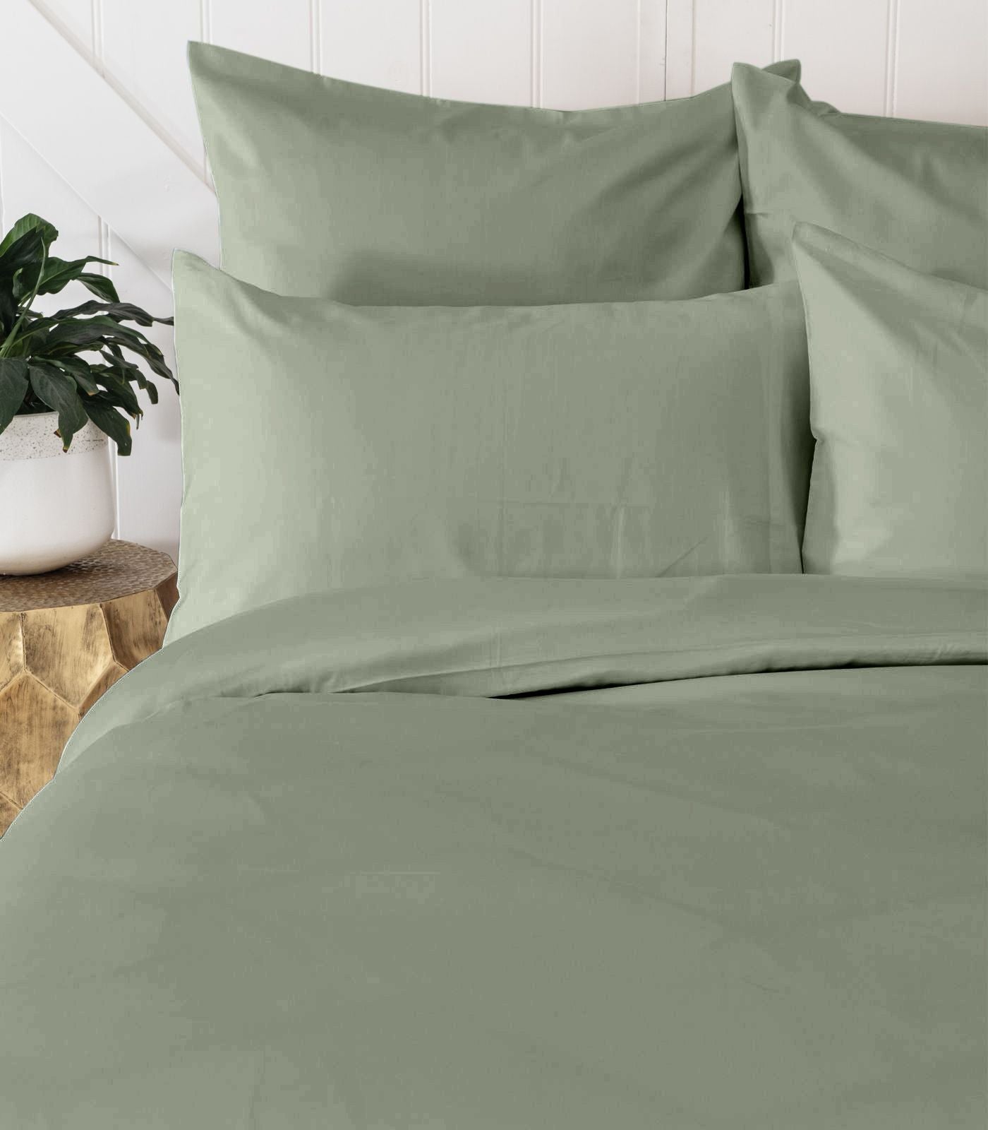 Bhumi Organic Cotton - Sateen Plain Quilt Cover - Sage