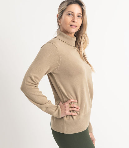 Bhumi Organic Cotton - Fine Knit Turtleneck Jumper - Incense