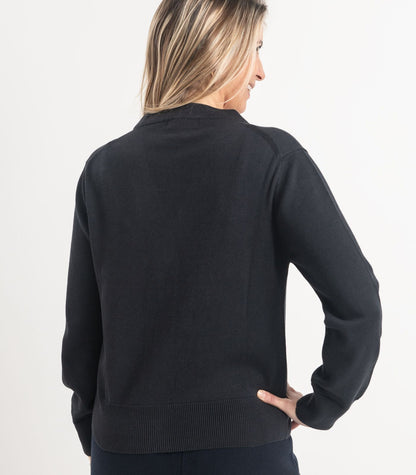 Bhumi Organic Cotton - Fine Knit V Neck Cardigan - Charcoal