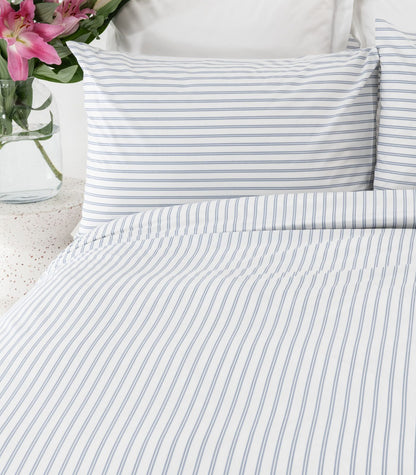 Percale Quilt Cover Set - Limited Edition - Tandem Stripe Blue