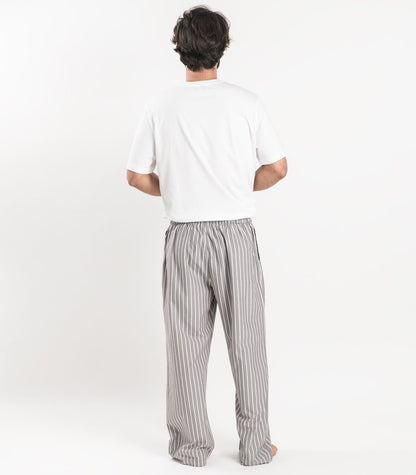 Bhumi Organic Cotton - Men's Percale Pj Pant - Stripe - Silver Grey