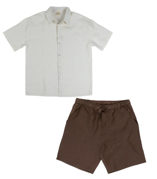 Men's Organic Linen Lounge Shirt & Lounge Shorts