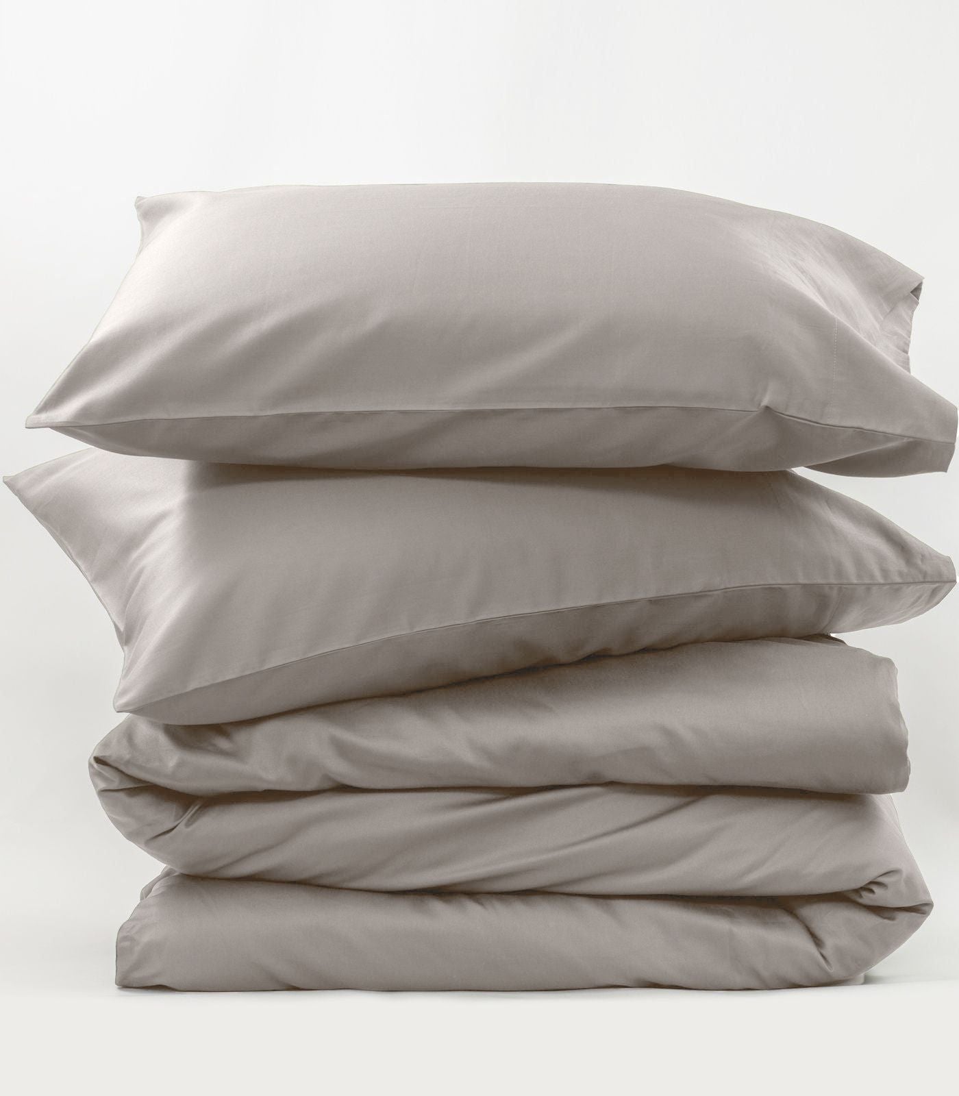 Bhumi Organic Cotton - Sateen Plain Quilt Cover - Stone