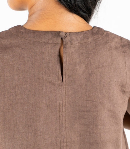 Organic Linen Sleeveless Lounge Shirt - Chocolate