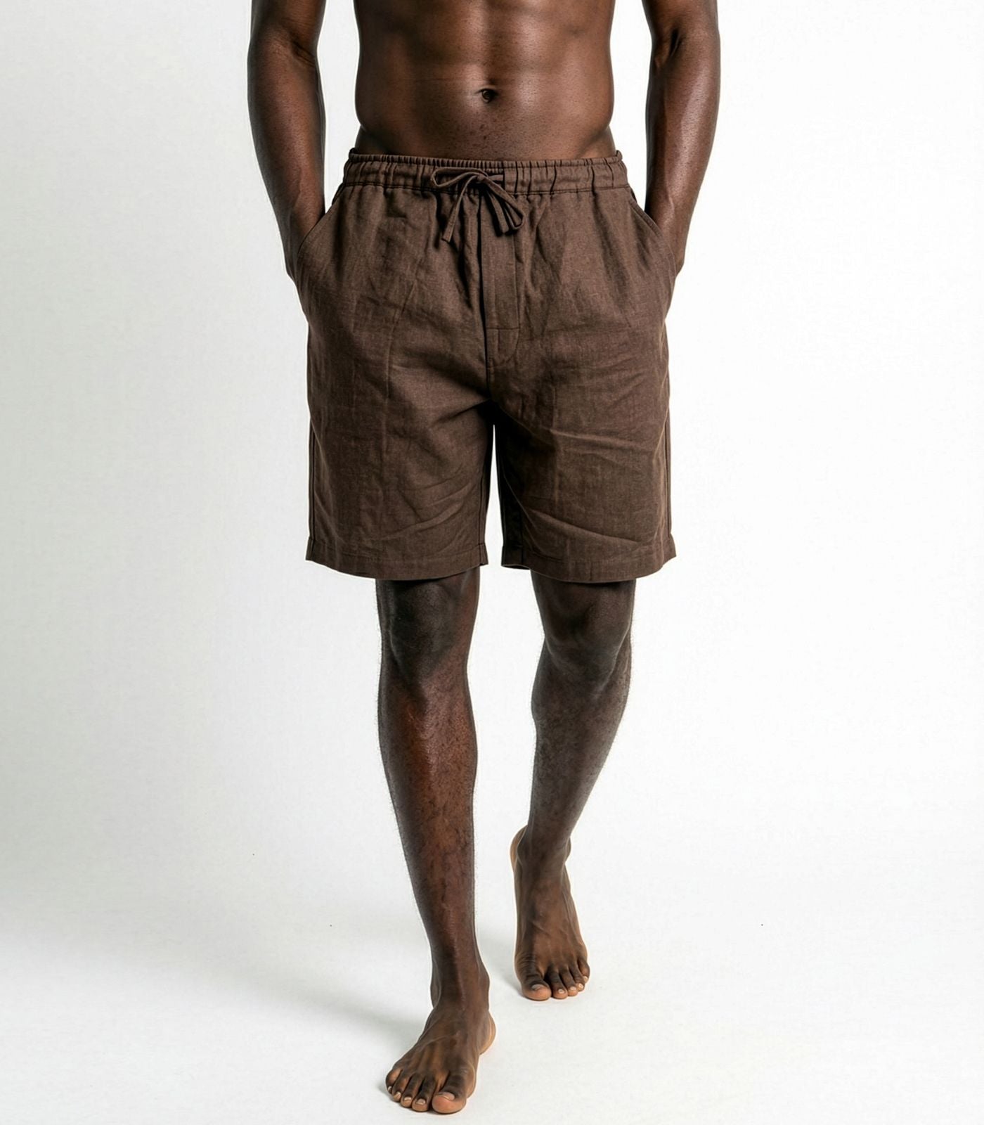 Men’s Organic Linen Lounge Shorts - Chocolate