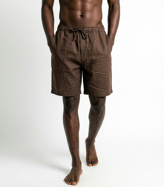Men’s Organic Linen Lounge Shorts - Chocolate