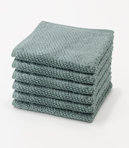 Bhumi Organic Cotton - Gentle On The Skin Twill Wash Cloth (6 Pack) - Aqua