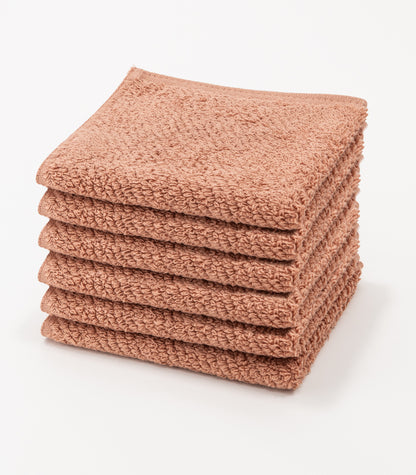 Bhumi Organic Cotton - Gentle On The Skin Twill Wash Cloth (6 Pack) - Coral