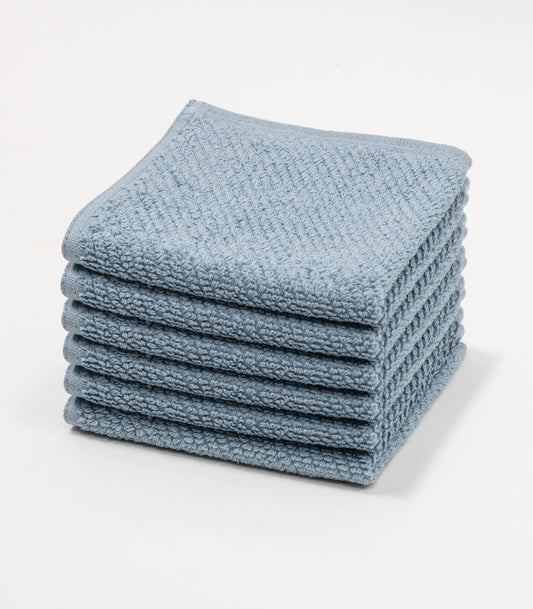 Bhumi Organic Cotton - Gentle On The Skin Twill Wash Cloth (6 Pack) - Stone Blue