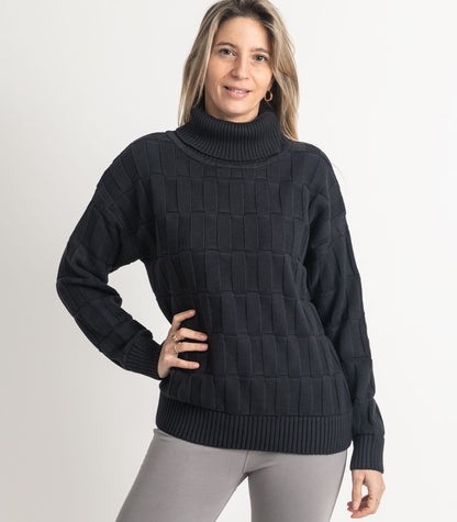 Bhumi Organic Cotton - High Neck Sweater - Charcoal