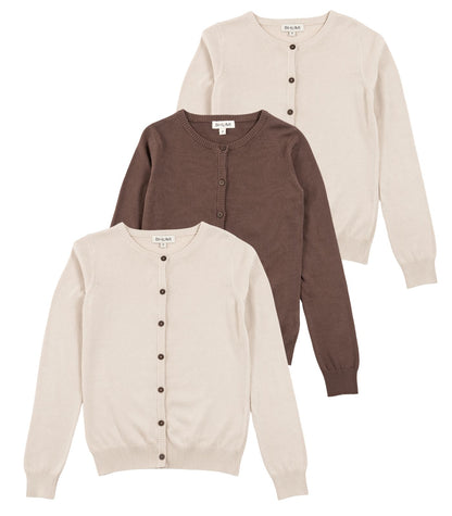Bhumi Organic Cotton - Fine Knit Cardigan (3 pack) - Oatmeal