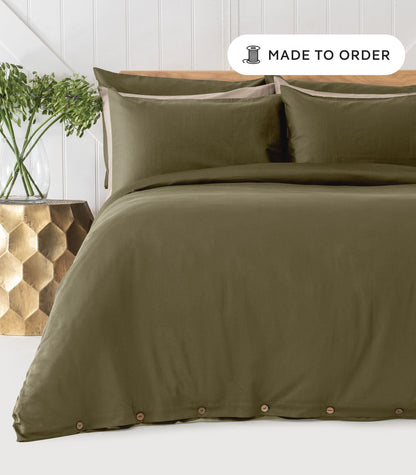 Bhumi Organic Cotton - Sateen Plain Quilt Cover - Martini Olive