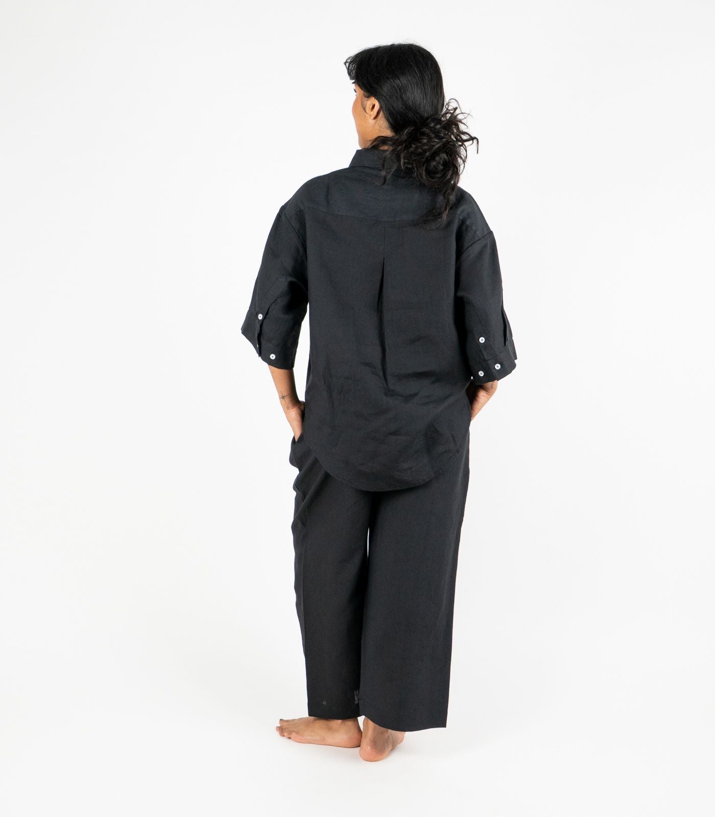 Organic Linen Balloon Lounge Pants - Black