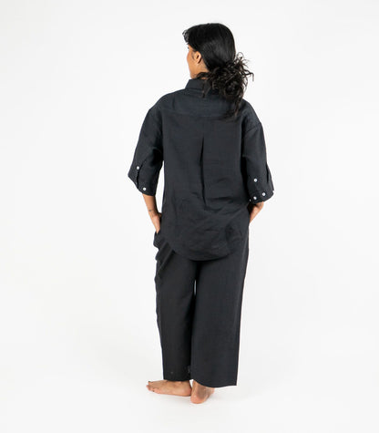 Organic Linen Balloon Lounge Pants - Black