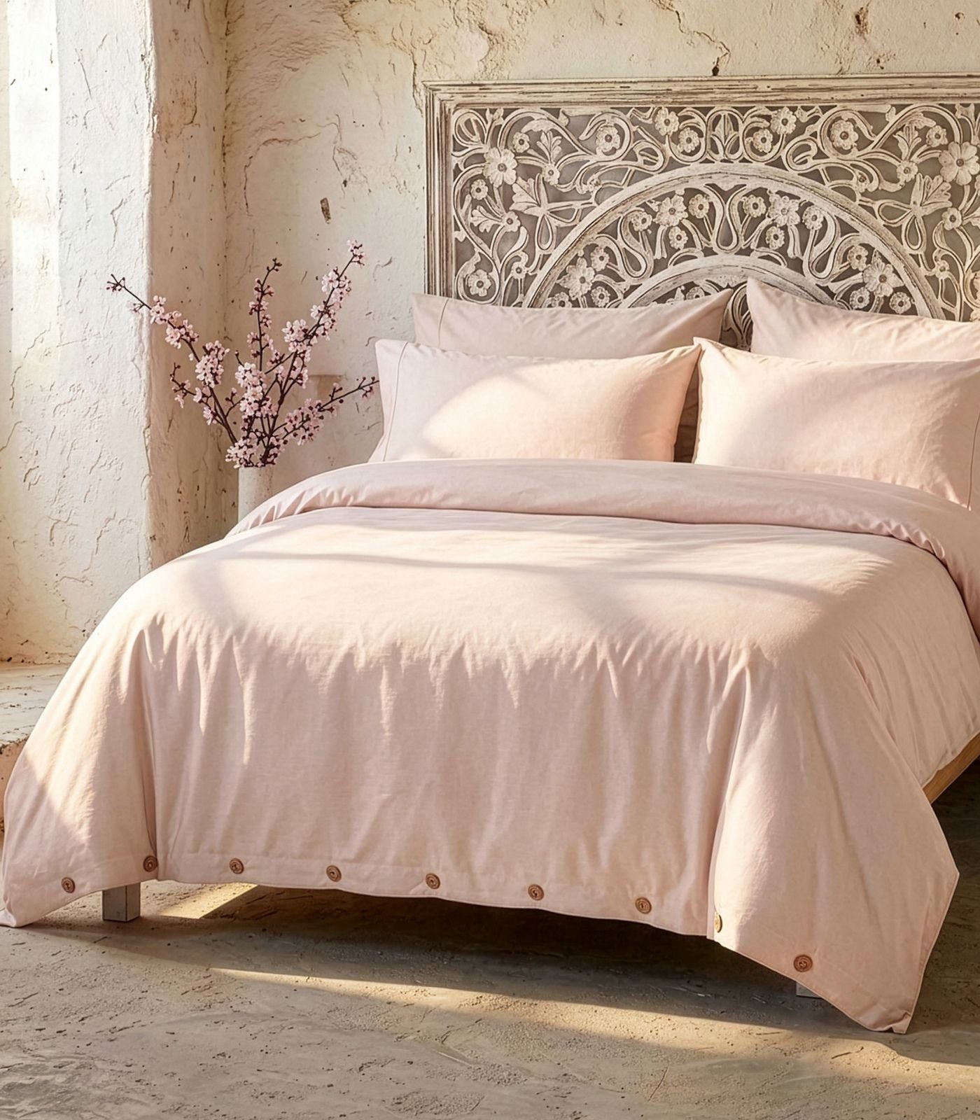 Bhumi Organic Cotton - Sateen Plain Quilt Cover - Rosewater