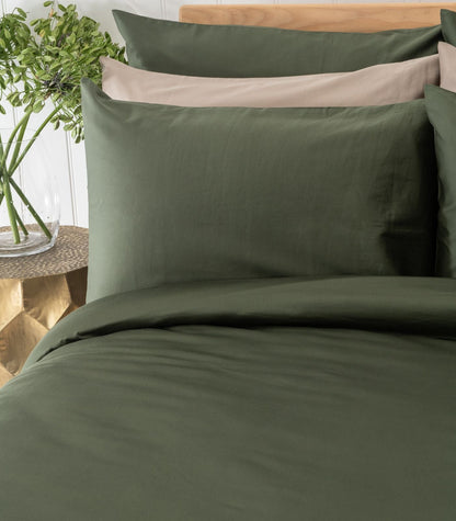 Bhumi Organic Cotton - Sateen Plain Quilt Cover - Bronze Green