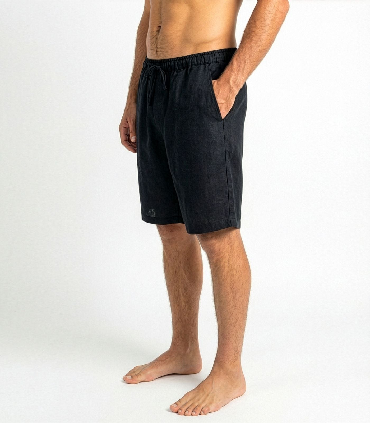 Men’s Organic Linen Lounge Shorts - Black