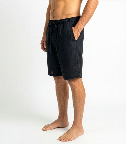 Men’s Organic Linen Lounge Shorts - Black