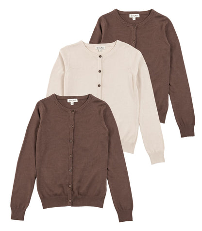 Bhumi Organic Cotton - Fine Knit Cardigan (3 pack) - Oatmeal