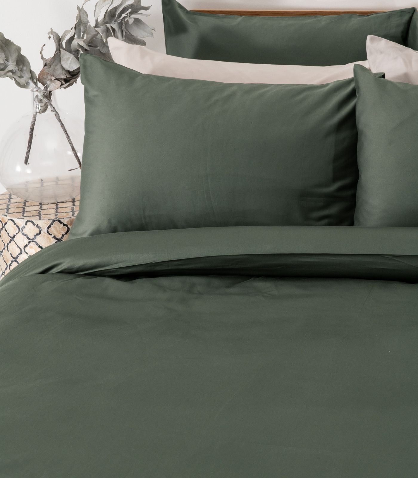 Bhumi Organic Cotton - Sateen Plain Quilt Cover - Eucalyptus