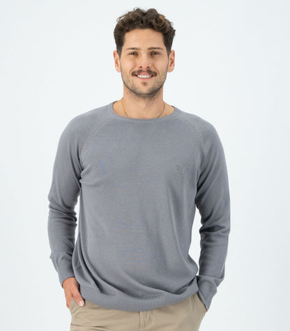 Bhumi Organic Cotton - Fine Knit Round Neck Sweater - Titanium