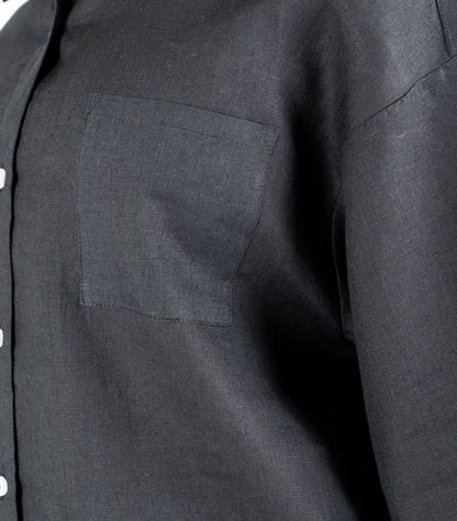Organic Linen Lounge Shirt - Black