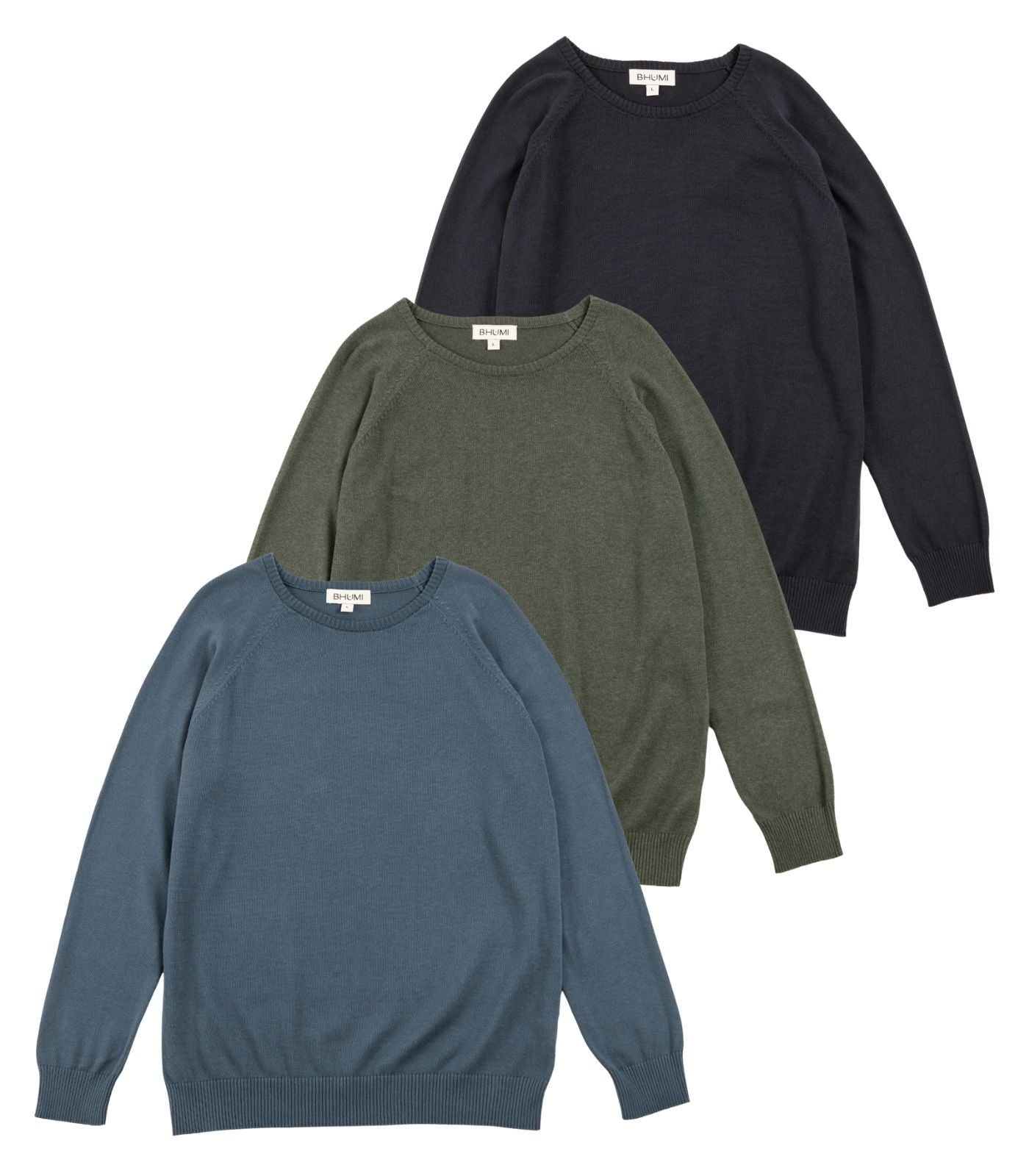 Bhumi Organic Cotton - Mens Fine Knit Round Neck Sweater (3 pack)
