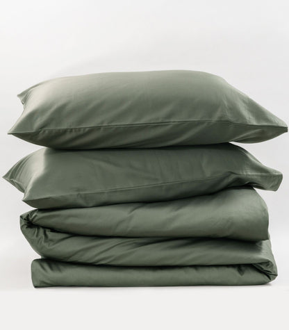Bhumi Organic Cotton - Sateen Plain Quilt Cover - Eucalyptus