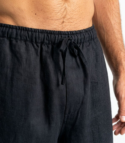 Men’s Organic Linen Lounge Shorts - Black