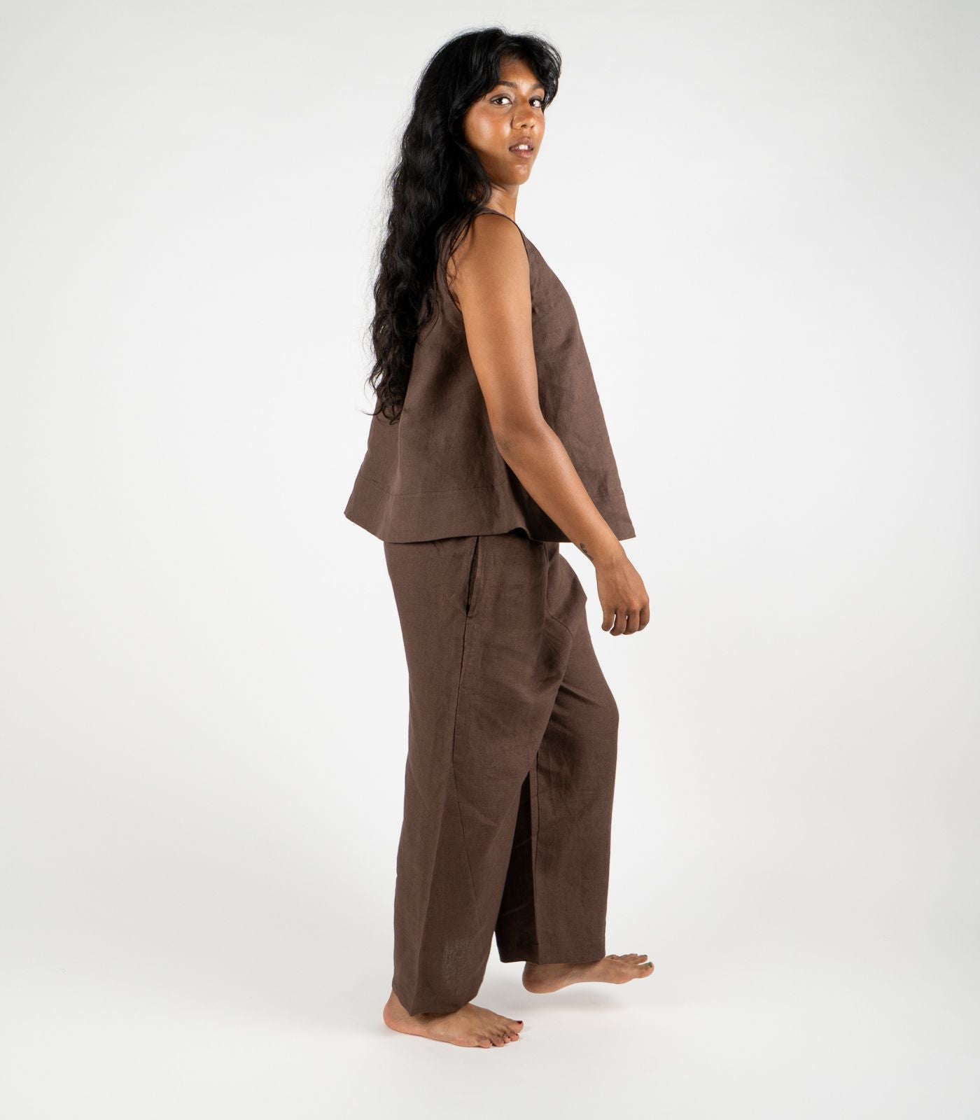 Organic Linen Balloon Lounge Pants - Chocolate