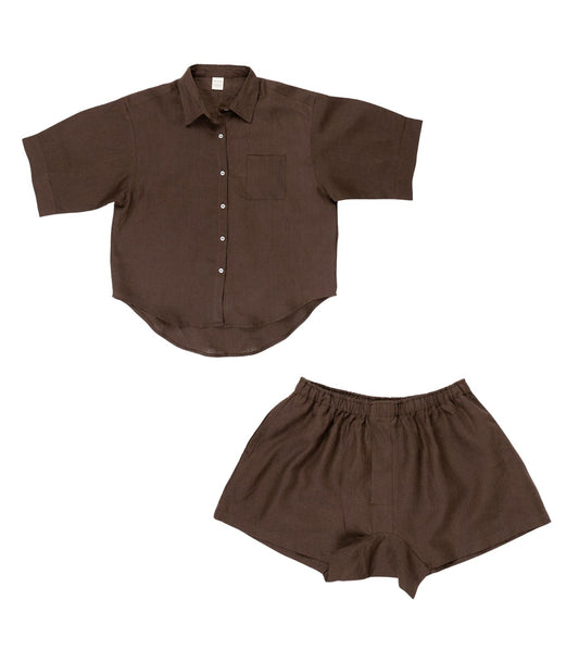 Organic Linen Boxy Lounge Shorts & Lounge Shirt