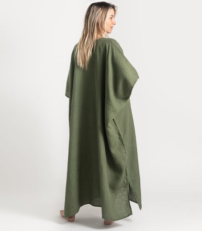 Bhumi Organic Cotton - Linen Kaftan - Bronze Green