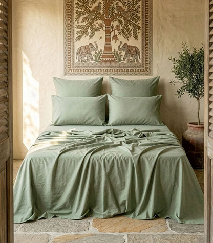Bhumi Organic Cotton - Flat - Percale Sheet - Sage