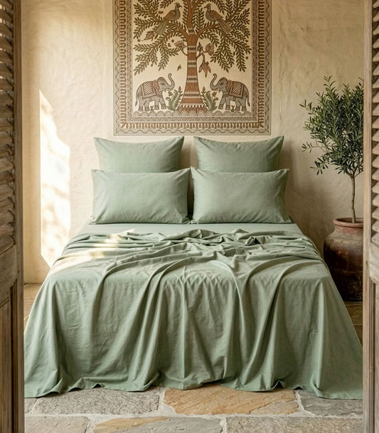 Bhumi Organic Cotton - Flat - Percale Sheet - Sage