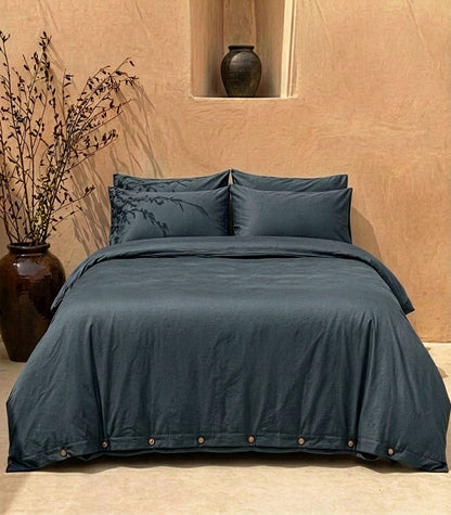 Bhumi Organic Cotton - Sateen Plain Quilt Cover - Orion Blue