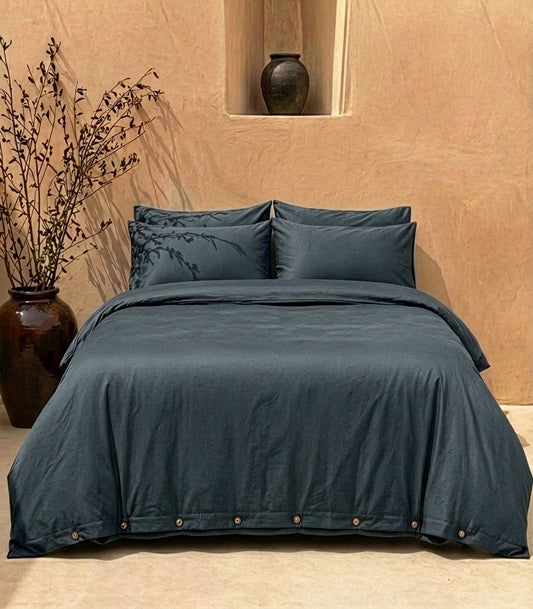 Bhumi Organic Cotton - Sateen Plain Quilt Cover - Orion Blue