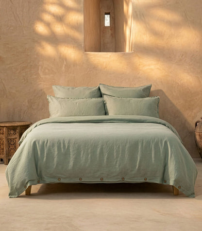 Linen Quilt Cover Set - Sage