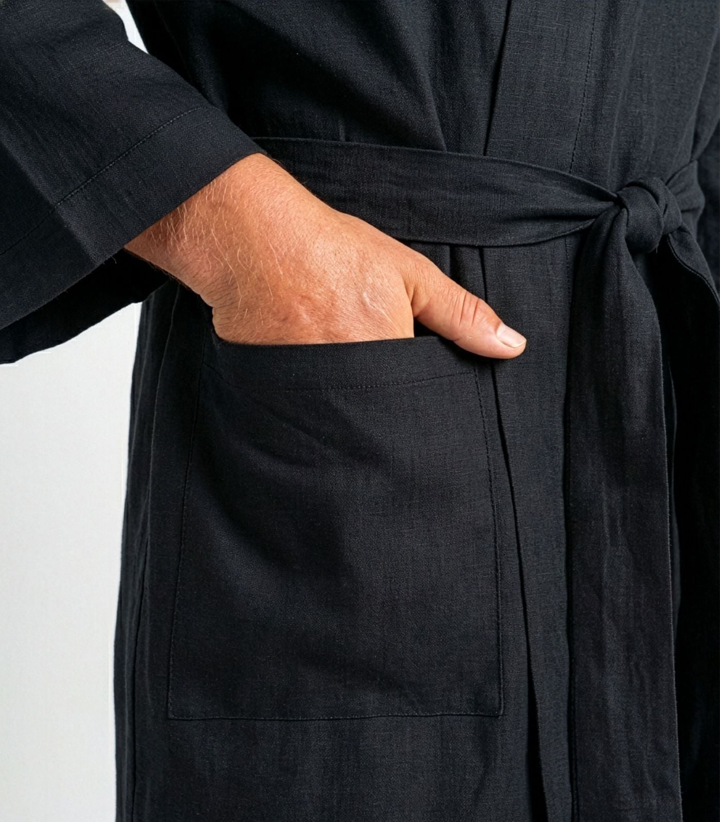 Organic Linen Robe - Black