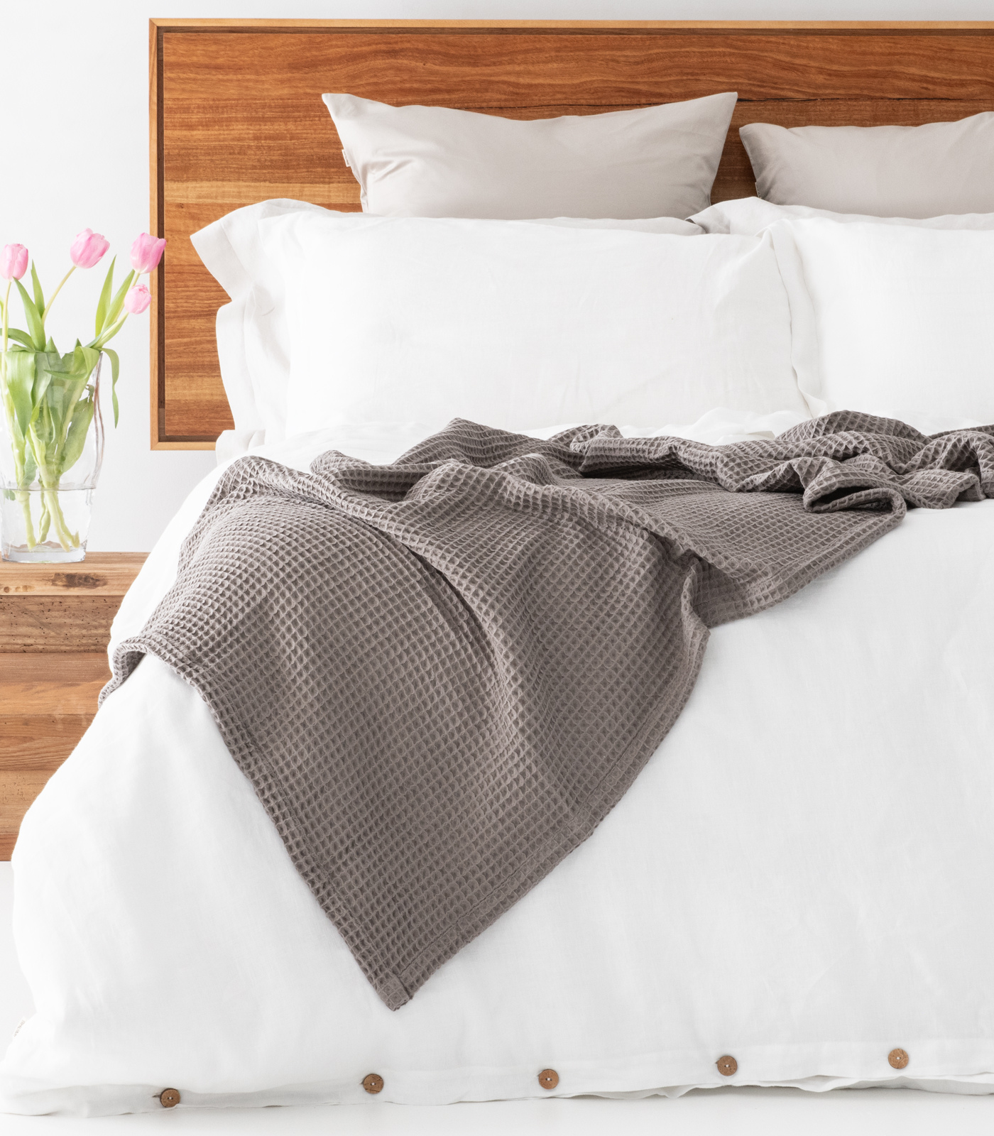 Bhumi Organic Cotton - Waffle Blanket - New Arrival - Charcoal