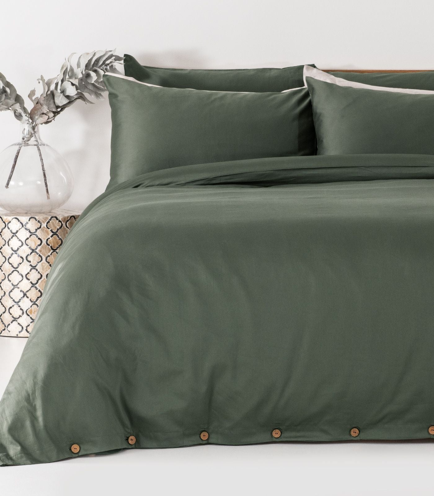 Bhumi Organic Cotton - Sateen Plain Quilt Cover - Eucalyptus
