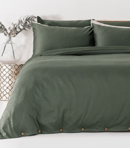 Bhumi Organic Cotton - Sateen Plain Quilt Cover - Eucalyptus